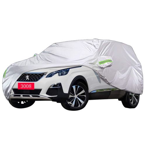  Djyyh Medium Car Cover - Breathable Waterproof Rain UV Sun All Weather Protection Indoor Outdoor - Full Size Snow Covers with Zipper Mirror Pocket Custom Fit Peugeot 3008 SUV - Sil