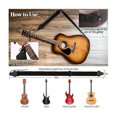  Sheet Music Stand with Guitar Stand, Guitar Strap and Music Sheet Clip Holder, for Acoustic Classical Guitar, Bass(4pcs Kit)