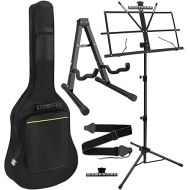 Sheet Music Stand with Guitar Stand, Guitar Gig Bag, Guitar Strap and Music Sheet Clip Holder, for Acoustic Classical Guitar, Bass(5pcs Kit)