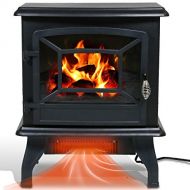 Dkeli Electric Fireplace Heater, 20 Indoor Fireplace Stove with Thermostat & Realistic Flame Effect, 1500W Freestanding Portable Space Heater, Overheat Auto Shut Off Safety Function, CSA