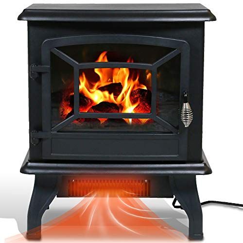  Dkeli Electric Fireplace Heater, 20 Indoor Fireplace Stove with Thermostat & Realistic Flame Effect, 1500W Freestanding Portable Space Heater, Overheat Auto Shut Off Safety Function, CSA