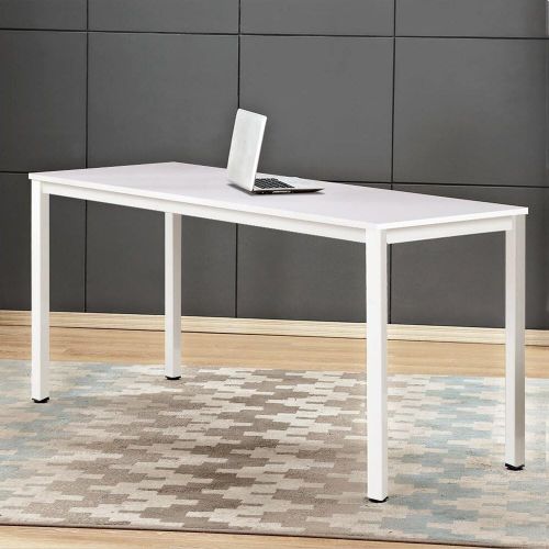  [아마존 핫딜]  [아마존핫딜]DlandHome 55 inches Large Computer Desk, Composite Wood Board, Decent and Steady Home Office Desk/Workstation/Table, BS1-140WW White and White Legs, 1 Pack