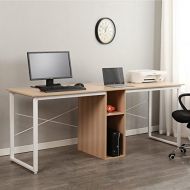 [아마존 핫딜] [아마존핫딜]DlandHome Double Computer Desk 78 inches Extra Large Home Office Desk Multifunction Gaming Table Workstation for Home Office, Black DWK-HZ011-Black