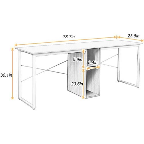  [아마존 핫딜] [아마존핫딜]DlandHome Double Computer Desk 78 inches Extra Large Home Office Desk Multifunction Gaming Table Workstation for Home Office, Black DWK-HZ011-Black