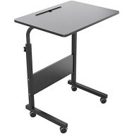 [아마존베스트]DlandHome 23.6 Inches Medium Size Mobile Side Table, Adjustable Movable w/Tablet Slot & Wheels, Portable Laptop Stand for Bed Sofa, 05#3-60B Black