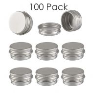 Dlibuy DLIBUY (Pack of 100) 5G/5ML Empty Aluminum Tins Cans Jars Travel Containers with inner liner make up powder -Screw Lid Round Bottle for Lip Balm Cosmetic-Anti-Leakage