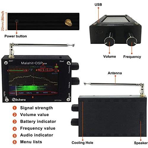  DmgicPro New 1.10b 3.5 50KHz 2GHz Malachite DSP SDR Receiver Malahit SDR Shortwave Radio Receiver Malahit DSP SDR Receiver Aluminium Alloy with Cooling Hole