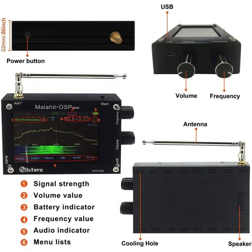  DmgicPro New 1.10b 3.5 50KHz 2GHz Malachite DSP SDR Receiver Malahit SDR Shortwave Radio Receiver Malahit DSP SDR Receiver Aluminium Alloy with Cooling Hole