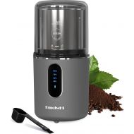 Cordless Coffee Grinder Electric, DmofwHi USB Rechargeable Coffee Bean Grinder with 304 Stainless Steel Blade and Removable Bowl-Grey