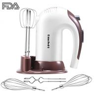 DmofwHi 5 Speed Hand Mixer Electric, 300W Ultra Power Kitchen Hand Mixers with 6 Stainless Steel Attachments (2 Wired Beaters,2 Whisks and 2 Dough Hooks) and Storage Case