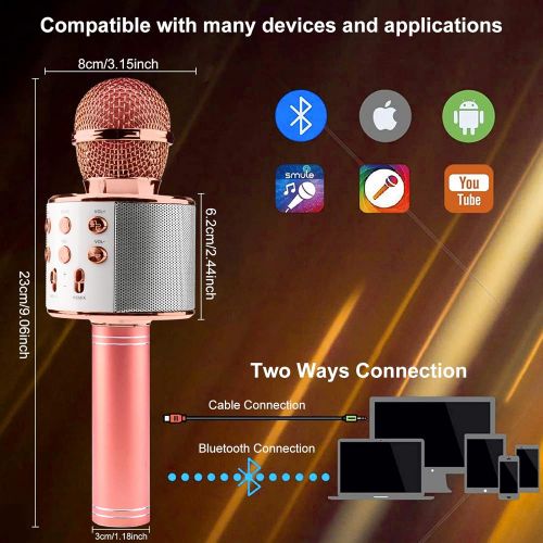  Dmyond Wireless Bluetooth Karaoke Microphone, 3 in 1 Portable Microphone, Bluetooth Microphone and Speaker, Car Karaoke Microphone, Wireless Karaoke Microphone for Kids, Adults, Party, Yo