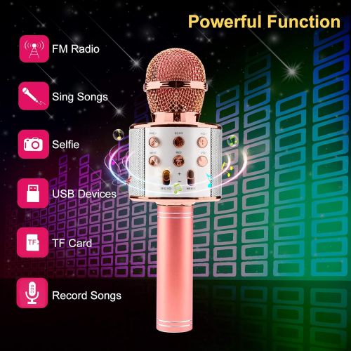  Dmyond Wireless Bluetooth Karaoke Microphone, 3 in 1 Portable Microphone, Bluetooth Microphone and Speaker, Car Karaoke Microphone, Wireless Karaoke Microphone for Kids, Adults, Party, Yo