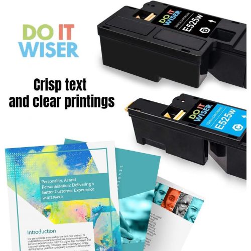  Do it Wiser Compatible Printer Toner Cartridge Replacement for Dell E525W E525DW E525 525 Color Laser Printer 593 BBJX (1 Black, High Yield)