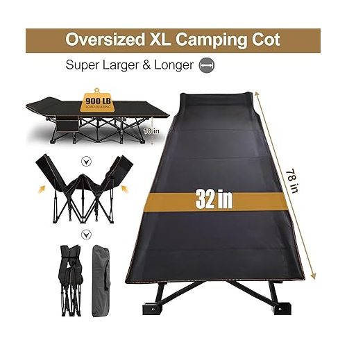  Oversized XXL Folding Camping Cot, 78