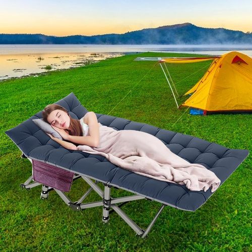  DoCred Folding Camping Cots for Adults Heavy Duty cot with Carry Bag, Portable Sleeping Bed for Camp Office Use Outdoor Cot Bed for Traveling