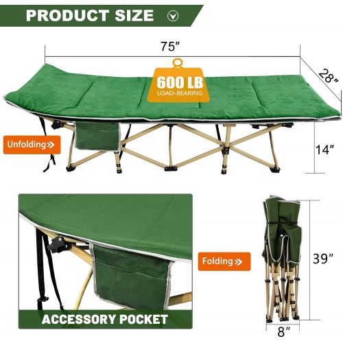  DoCred Folding Camping Cots for Adults Heavy Duty cot with Carry Bag, Portable Sleeping Bed for Camp Office Use Outdoor Cot Bed for Traveling