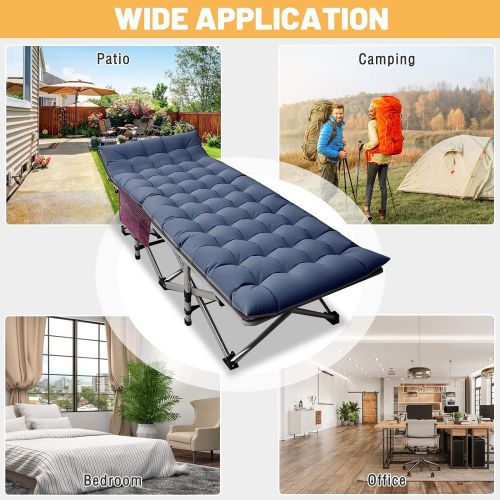  DoCred Folding Camping Cots for Adults Heavy Duty cot with Carry Bag, Portable Sleeping Bed for Camp Office Use Outdoor Cot Bed for Traveling