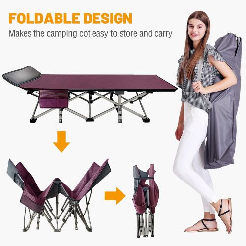  DoCred Folding Camping Cots for Adults, Heavy Duty cot with Carry Bag, Portable Sleeping Bed for Camp Office Use Outdoor Cot Bed for Traveling