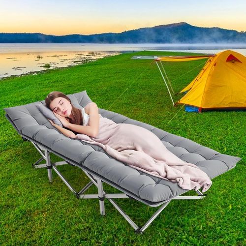  DoCred Folding Camping Cots for Adults, Heavy Duty cot with Carry Bag, Portable Sleeping Bed for Camp Office Use Outdoor Cot Bed for Traveling