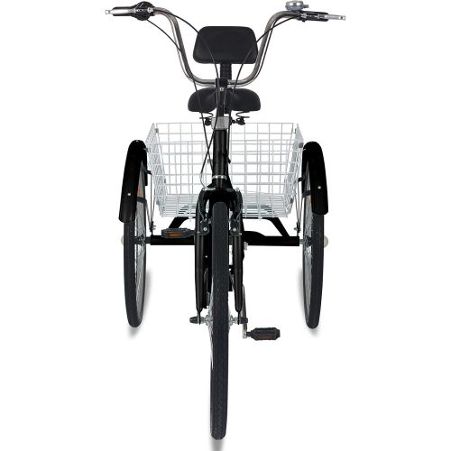  DoCred Adult Tricycles, 3 Wheel Bikes for Adults 24 inch /26 inch 7 Speed Adult Trikes Bicycles Cruise Trike with Shopping Basket for Seniors, Women, Men
