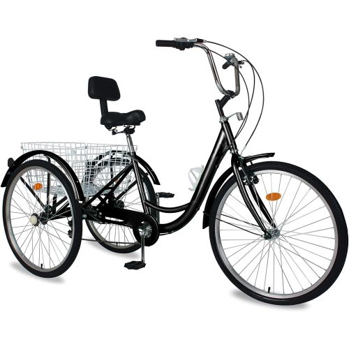  DoCred Adult Tricycles, 3 Wheel Bikes for Adults 24 inch /26 inch 7 Speed Adult Trikes Bicycles Cruise Trike with Shopping Basket for Seniors, Women, Men