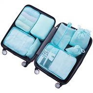 [아마존핫딜]DoGeek Kleidertaschen Packing Cubes Satz von 8 Reise Kleidertaschen Verpackungswuerfel Organizer Ideal fuer Seesacke, Handgepack und Rucksacke-Grau (See Blau, 8pcs)