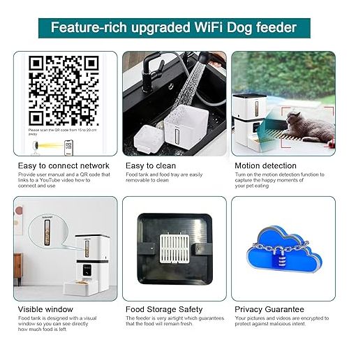  DoHonest Automatic Dog Feeder with Camera - 5G WiFi Easy Setup 8L Motion Detection Smart Cat Food Dispenser 1080P HD Video Recording 2-Way Audio Timed Pet Feeder App Control Night Vision