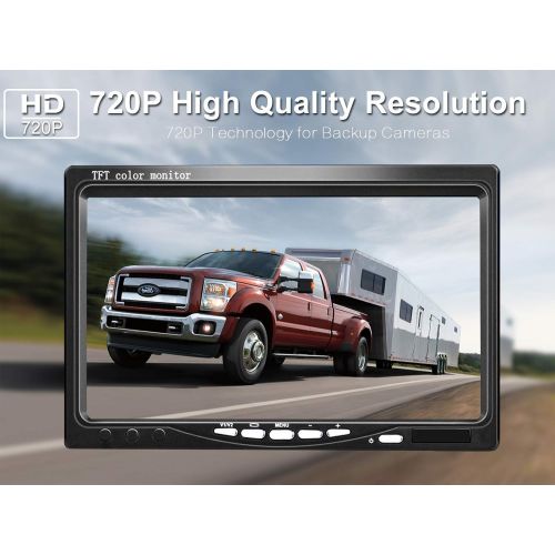  [아마존 핫딜]  [아마존핫딜]ZSMJ HD 720P Backup Camera and 7 Monitor Kit, 2 Cameras for School Bus/Trailer/RV/Truck/Pick up/Van Rear View Camera Single Power System IP68 Waterproof Night Vision Driving/Reversing U