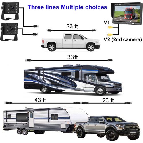  [아마존 핫딜]  [아마존핫딜]ZSMJ HD 720P Backup Camera and 7 Monitor Kit, 2 Cameras for School Bus/Trailer/RV/Truck/Pick up/Van Rear View Camera Single Power System IP68 Waterproof Night Vision Driving/Reversing U