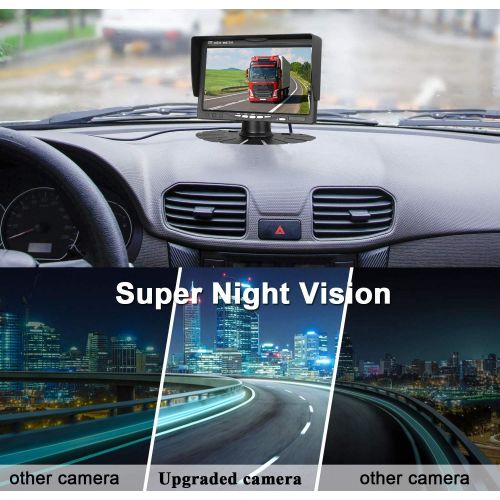  [아마존 핫딜]  [아마존핫딜]ZSMJ HD 720P Backup Camera and 7 Monitor Kit, 2 Cameras for School Bus/Trailer/RV/Truck/Pick up/Van Rear View Camera Single Power System IP68 Waterproof Night Vision Driving/Reversing U