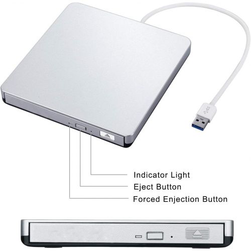  [아마존 핫딜] [아마존핫딜]DoHonest ZSMJ External DVD Drive, USB 3.0 Portable CD DVD +/-RW Burner Slim DVD/CD Writer Player High Speed Data Transfer Optical Drive for MacBook Air, MacBook Pro, Mac OS, PC Laptop (Sliv