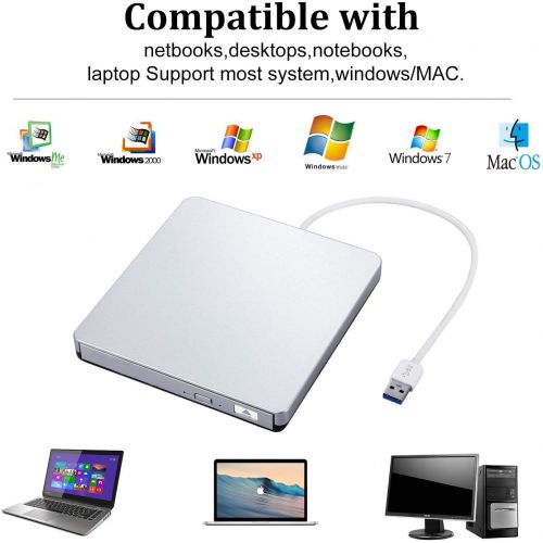  [아마존 핫딜] [아마존핫딜]DoHonest ZSMJ External DVD Drive, USB 3.0 Portable CD DVD +/-RW Burner Slim DVD/CD Writer Player High Speed Data Transfer Optical Drive for MacBook Air, MacBook Pro, Mac OS, PC Laptop (Sliv