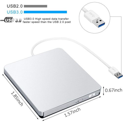  [아마존 핫딜] [아마존핫딜]DoHonest ZSMJ External DVD Drive, USB 3.0 Portable CD DVD +/-RW Burner Slim DVD/CD Writer Player High Speed Data Transfer Optical Drive for MacBook Air, MacBook Pro, Mac OS, PC Laptop (Sliv