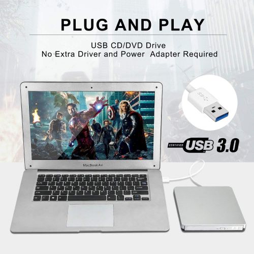  [아마존 핫딜] [아마존핫딜]DoHonest ZSMJ External DVD Drive, USB 3.0 Portable CD DVD +/-RW Burner Slim DVD/CD Writer Player High Speed Data Transfer Optical Drive for MacBook Air, MacBook Pro, Mac OS, PC Laptop (Sliv