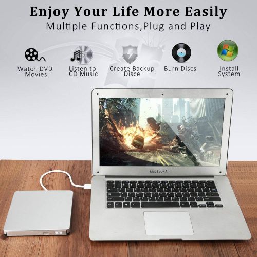  [아마존 핫딜] [아마존핫딜]DoHonest ZSMJ External DVD Drive, USB 3.0 Portable CD DVD +/-RW Burner Slim DVD/CD Writer Player High Speed Data Transfer Optical Drive for MacBook Air, MacBook Pro, Mac OS, PC Laptop (Sliv