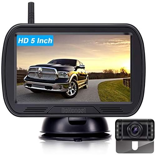  DoHonest HD Digital Wireless Backup Camera System 5 Inch TFT Monitor for Trucks,Cars,SUVs,Pickups,Vans,Campers Front/Rear View Camera Super Night Vision Waterproof Easy Installation