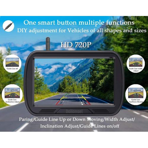  DoHonest HD Digital Wireless Backup Camera System 5 Inch TFT Monitor for Trucks,Cars,SUVs,Pickups,Vans,Campers Front/Rear View Camera Super Night Vision Waterproof Easy Installation