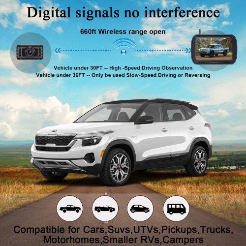  DoHonest HD Digital Wireless Backup Camera System 5 Inch TFT Monitor for Trucks,Cars,SUVs,Pickups,Vans,Campers Front/Rear View Camera Super Night Vision Waterproof Easy Installation