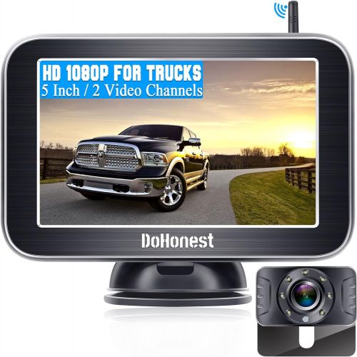  [아마존베스트]DoHonest HD Digital Wireless Backup Camera System 5 Inch TFT Monitor for Trucks,Cars,SUVs,Pickups,Vans,Campers Front/Rear View Camera Super Night Vision Waterproof Easy Installatio