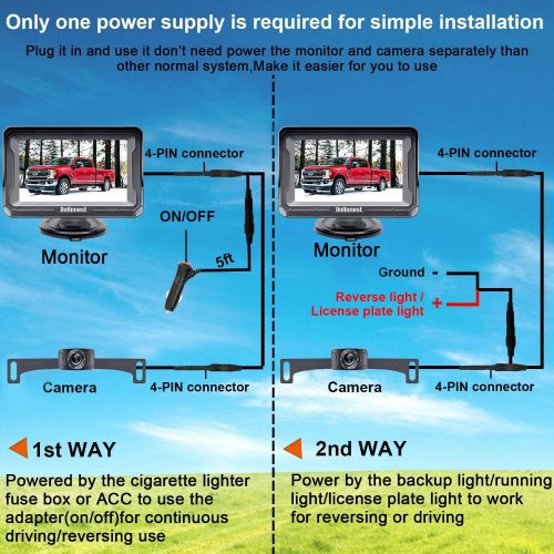  [아마존베스트]DoHonest S01 HD 1080P Backup Camera with 4.3 Inch Monitor Kit, Easy Installation for Cars,Trucks,SUVs,Vans IP69 Waterproof Super Night Vision Guide Lines DIY Driving/Reversing Use