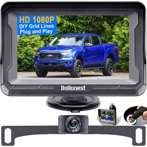  [아마존베스트]DoHonest S01 HD 1080P Backup Camera with 4.3 Inch Monitor Kit, Easy Installation for Cars,Trucks,SUVs,Vans IP69 Waterproof Super Night Vision Guide Lines DIY Driving/Reversing Use
