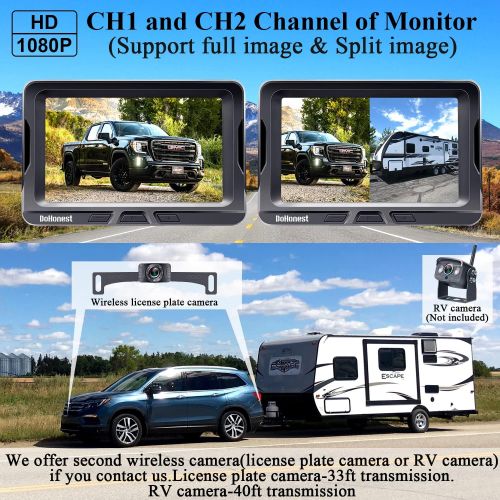  [아마존베스트]DoHonest S4 HD 1080P Digital Wireless Backup Camera Kit, License Plate Rear View Hitch Camera with 5 Mirror Monitor for Trucks,Cars,Vans,SUVs Waterproof Camera Super Night Vision P