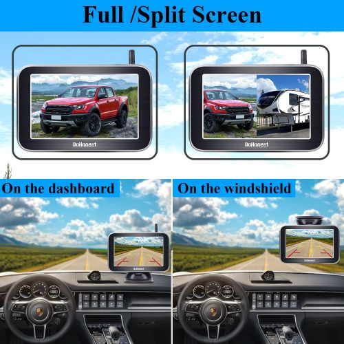  [아마존베스트]Dohonest HD Wireless Backup Camera with 4.3 Inch TFT Monitor Kit, Stable Signal Transmission Rear/Front View Camera for Cars,Minivans,SUVs,UTVs - V11