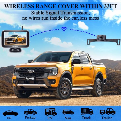  [아마존베스트]Dohonest HD Wireless Backup Camera with 4.3 Inch TFT Monitor Kit, Stable Signal Transmission Rear/Front View Camera for Cars,Minivans,SUVs,UTVs - V11