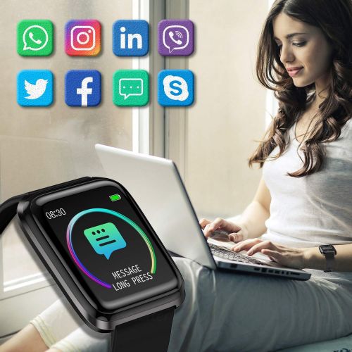  [아마존 핫딜]  [아마존핫딜]DoSmarter Smartwatch, Fitness Armband Trackers Wasserdicht Uhr mit Schrittzahler Pulsmesser Blueooth Armbanduhr fuer Herren Damen Kinder Android iOS