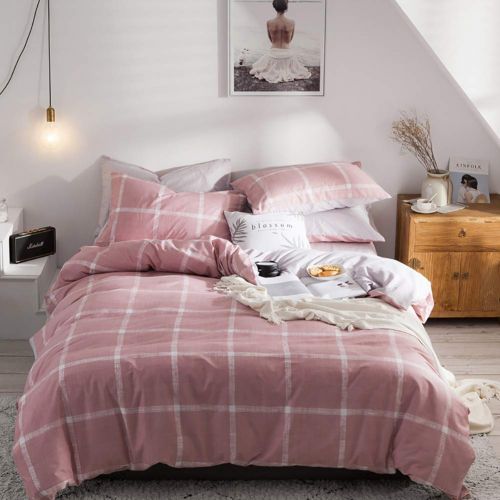  Dobeans Lattice Duvet Cover Set Queen Checkered Modern Teen Boys Bedding Set 3 Pieces White Plaid Quilt Cover,1 Duvet Cover with Zipper Closure and Corner Ties 2 Pillow Shams