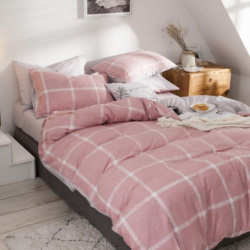  Dobeans Lattice Duvet Cover Set Queen Checkered Modern Teen Boys Bedding Set 3 Pieces White Plaid Quilt Cover,1 Duvet Cover with Zipper Closure and Corner Ties 2 Pillow Shams