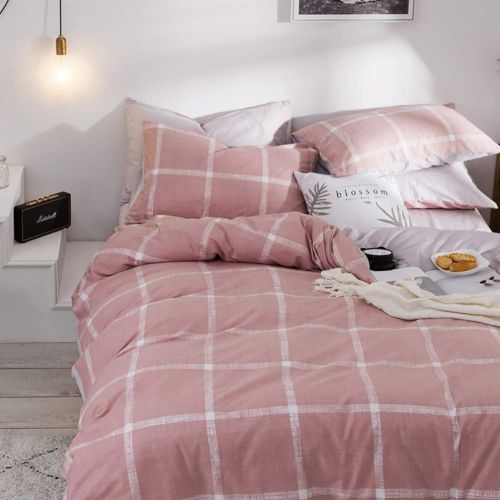  Dobeans Lattice Duvet Cover Set Queen Checkered Modern Teen Boys Bedding Set 3 Pieces White Plaid Quilt Cover,1 Duvet Cover with Zipper Closure and Corner Ties 2 Pillow Shams