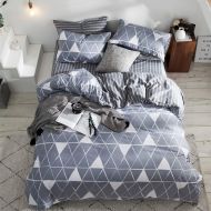 Dobeans King Duvet Cover Set Geometric Printed Triangle Pattern Teens Boys Bedding Sets 3 Pieces,1 Duvet Cover+2 Pillow Shams,Blue Grey