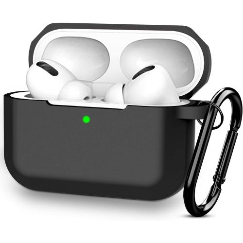  Airpods Pro Case Cover,Doboli Silicone Protective Case for Apple Airpod Pro (Front LED Visible) Black